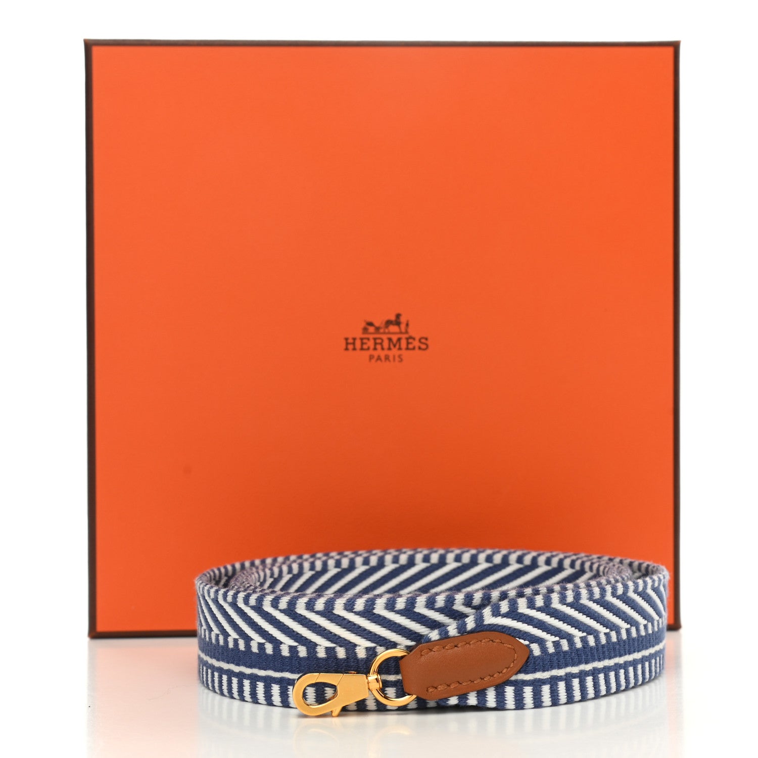 Hermes Toile Swift 25mm Sangle Cavale Shoulder Strap Ecru Bleu Brighton Gold 5 of 5