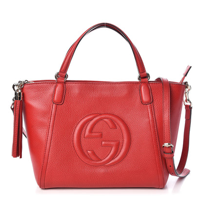 Gucci Pebbled Calfskin Small Soho Top Handle Bag Red 1 of 9