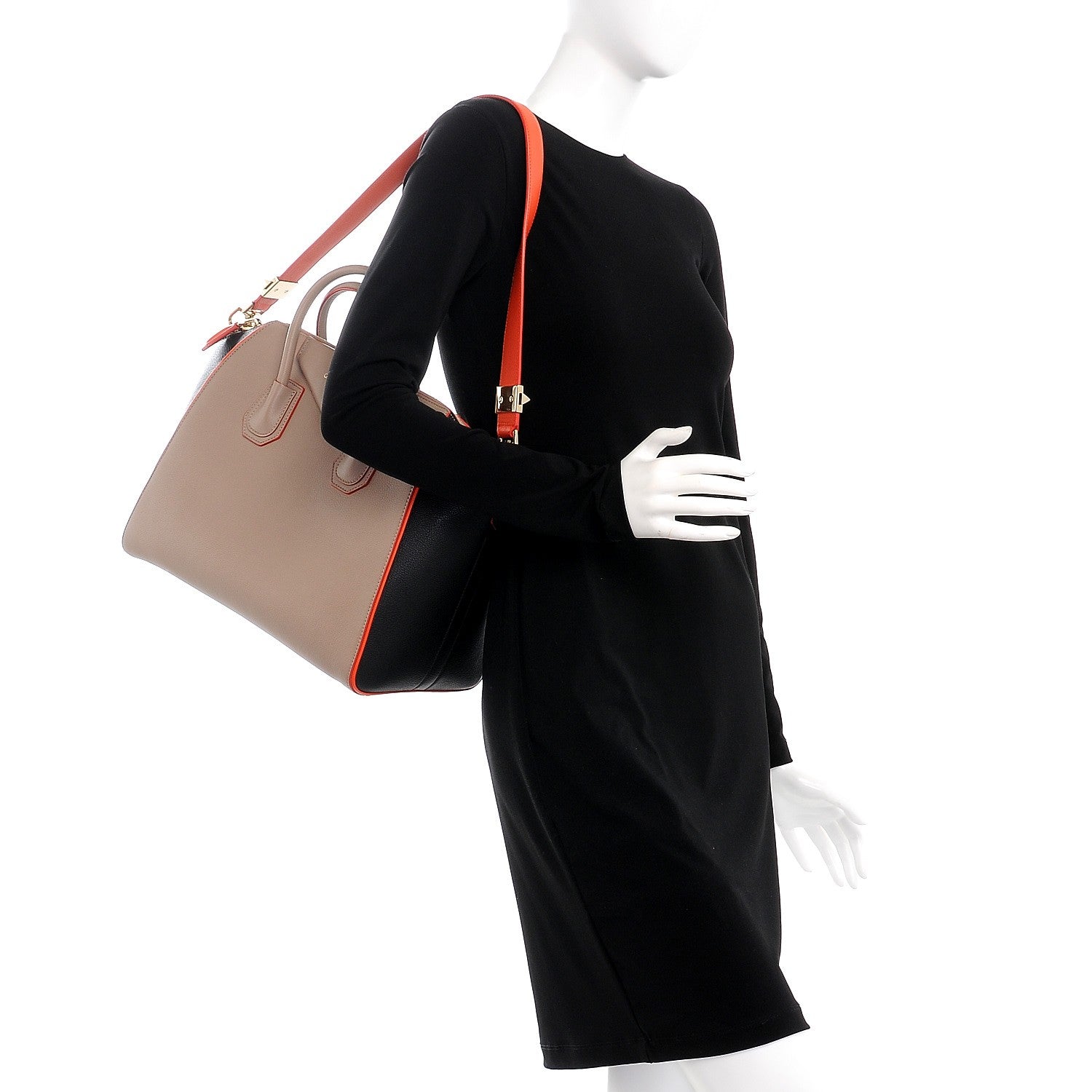 Givenchy Sugar Goatskin Medium Tri-Color Antigona Taupe Black Orange 2 of 9