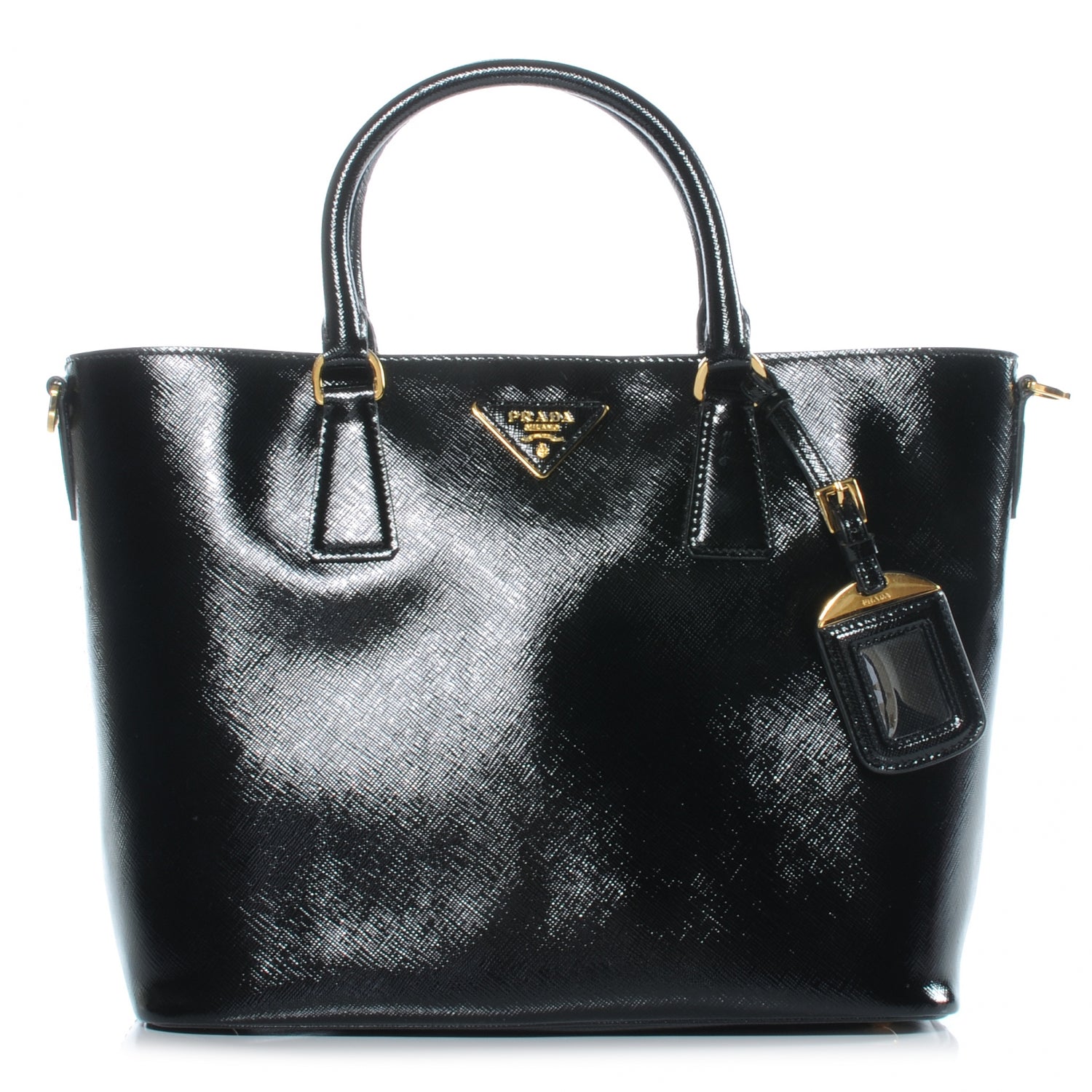 Prada Saffiano Vernice Tote Black 1 of 7