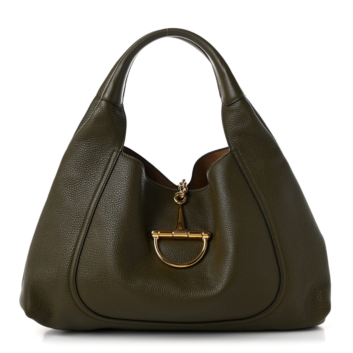 Grained Calfskin Softbit Maxi Shoulder Bag Forest Green