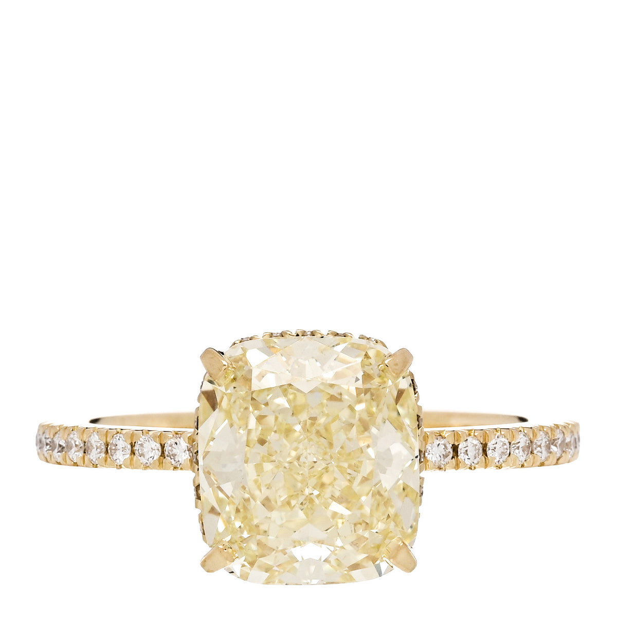 Tiffany 18K Yellow Gold Fancy Yellow Diamond 2.85ct Novo Cushion Cut Engagement Ring 50 5.5 1 of 7
