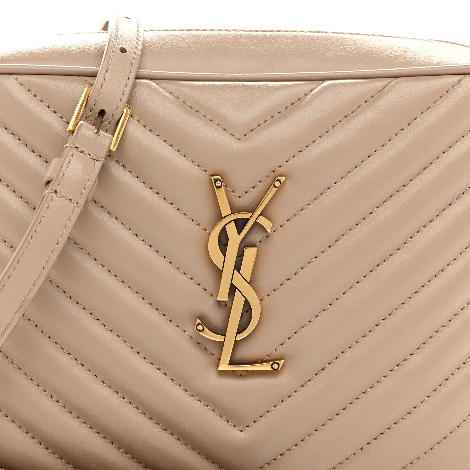 Saint Laurent Calfskin Matelasse Monogram Lou Camera Bag Nude Powder 8 of 10