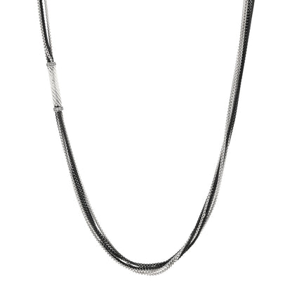 David Yurman Darkened Sterling Silver Diamond Multi Row Box Chain Necklace 1 of 5
