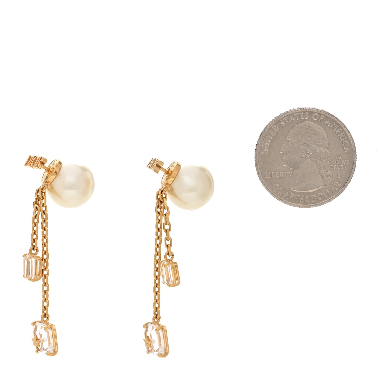 Pearl Crystal Tribal Drop Earrings Gold