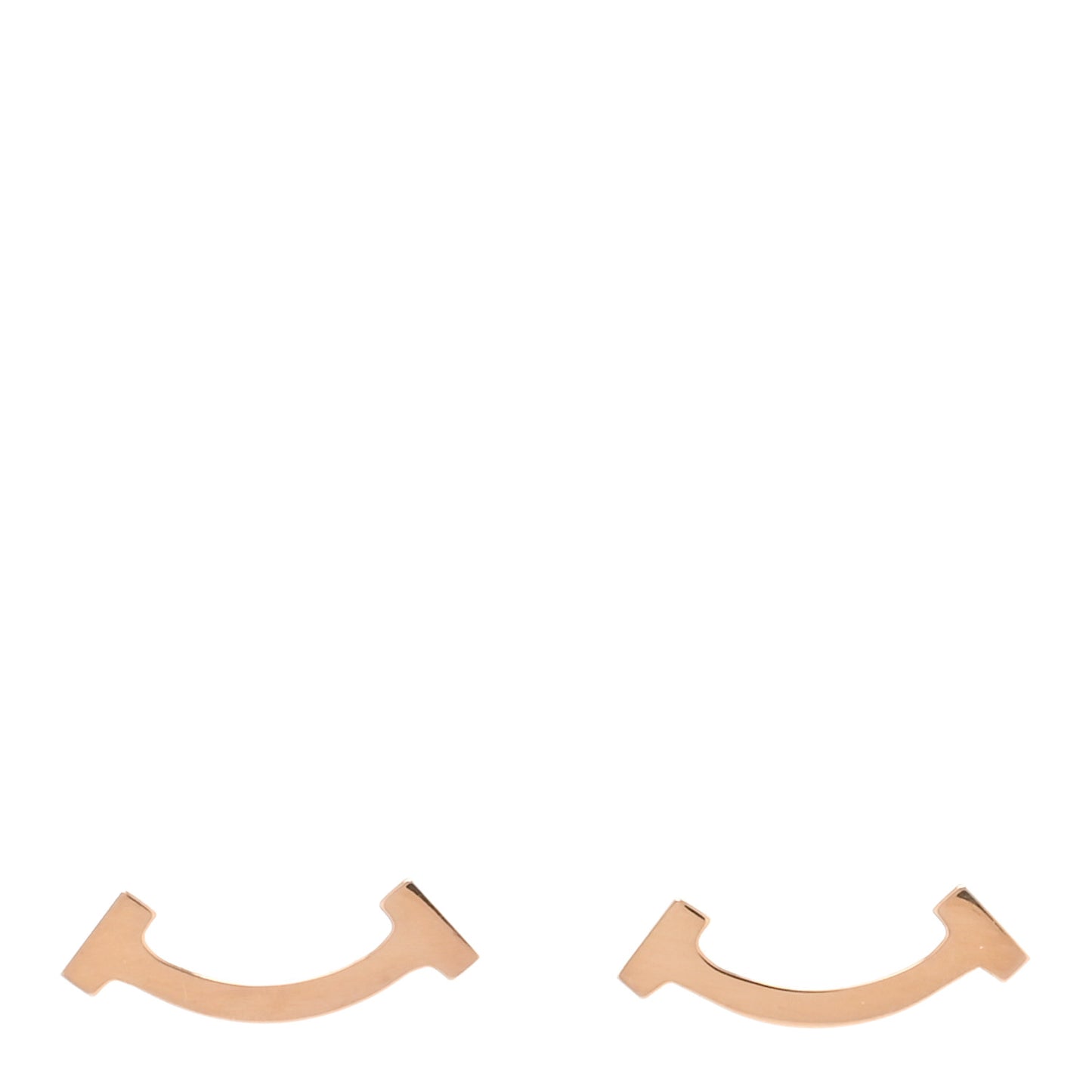 18K Rose Gold T Smile Stud Earrings