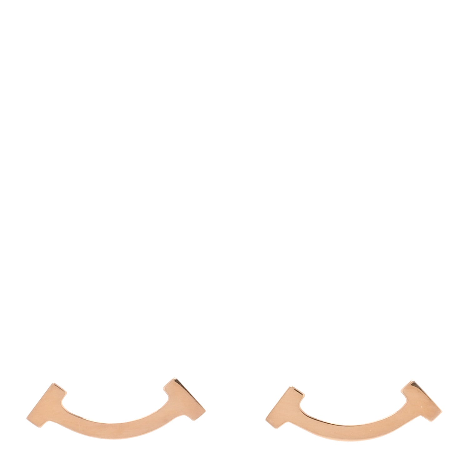 Tiffany 18K Rose Gold T Smile Stud Earrings 1 of 5