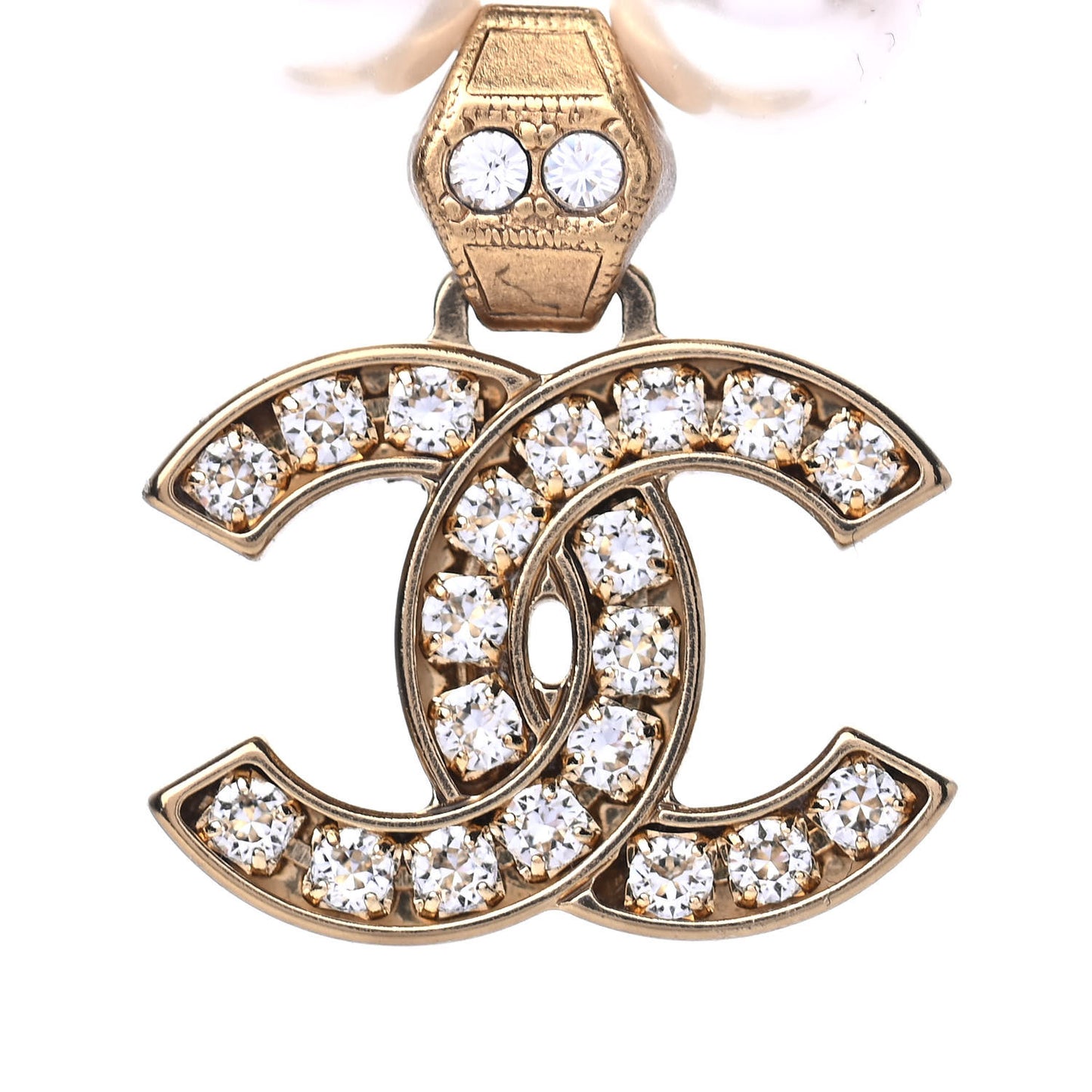Pearl Crystal CC Short Necklace Gold