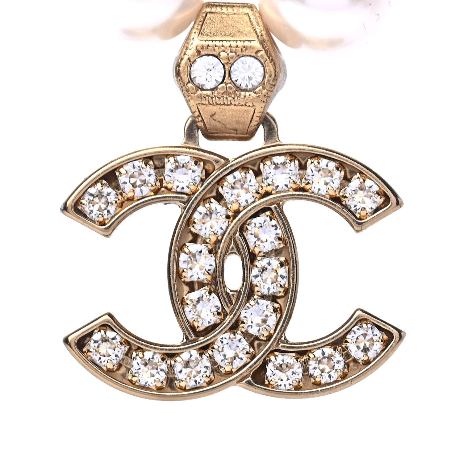 Chanel Pearl Crystal CC Short Necklace Gold 3 of 4