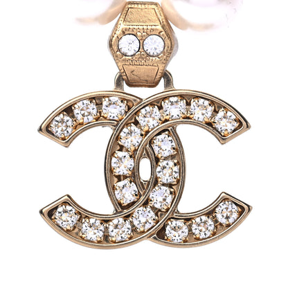 Chanel Pearl Crystal CC Short Necklace Gold 3 of 4