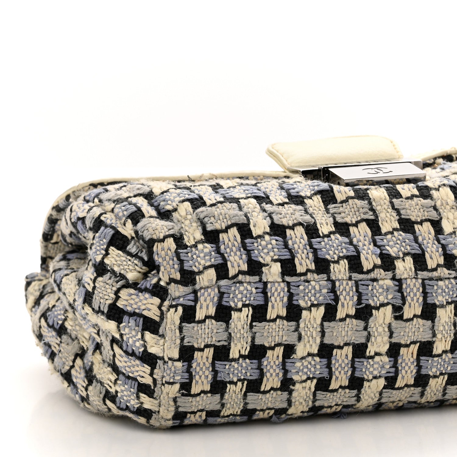 Chanel Tweed Calfskin Woven Single Flap Blue 9 of 10