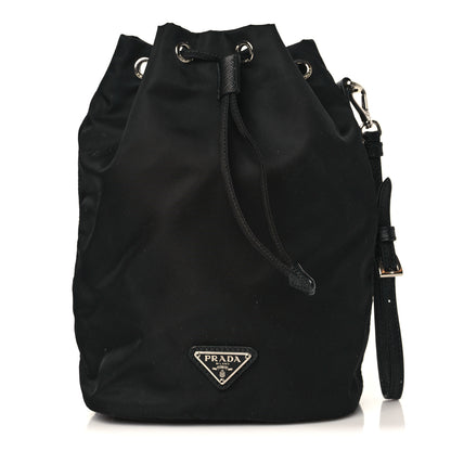Prada Saffiano Tessuto Nylon Vela Bucket Wristlet Black 1 of 9