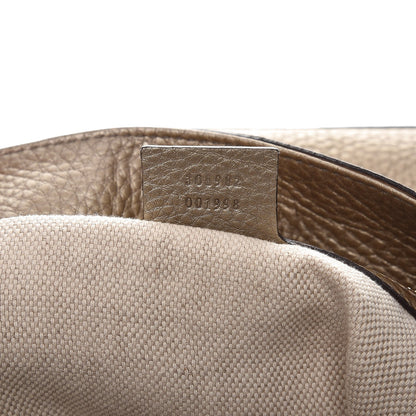 Gucci Metallic Pebbled Calfskin Medium Soho Chain Shoulder Bag Golden Beige 7 of 7