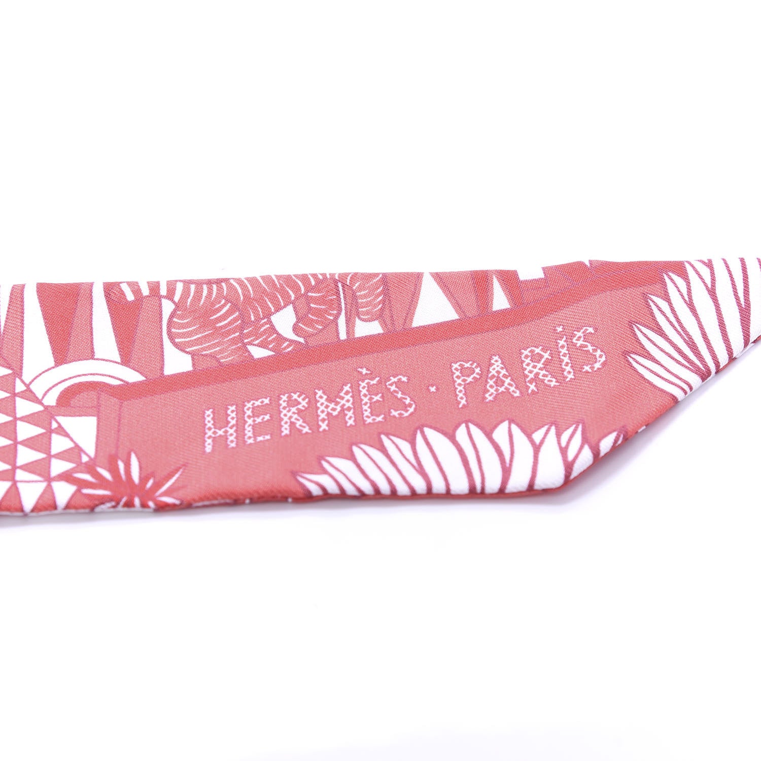 Hermes Silk Animapolis Twilly Rouge White 2 of 4
