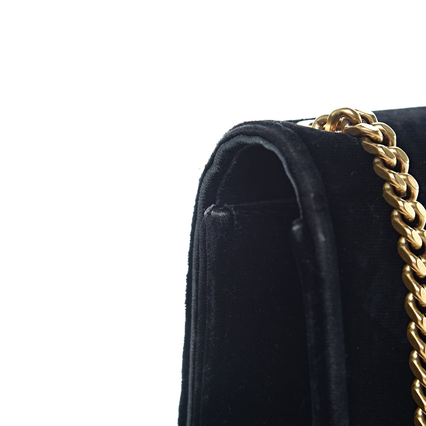 Velvet Medium Monogram Kate Tassel Shoulder Bag Black