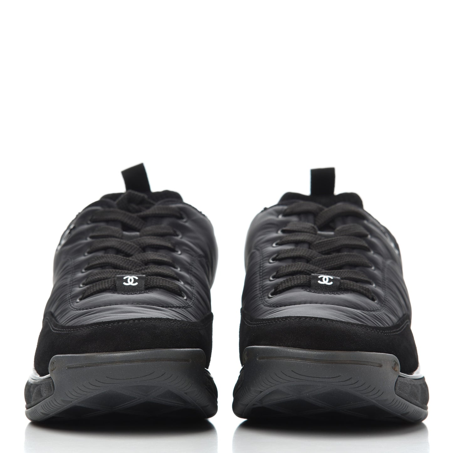 Nylon Suede Calfskin CC Sneakers 40.5 Black