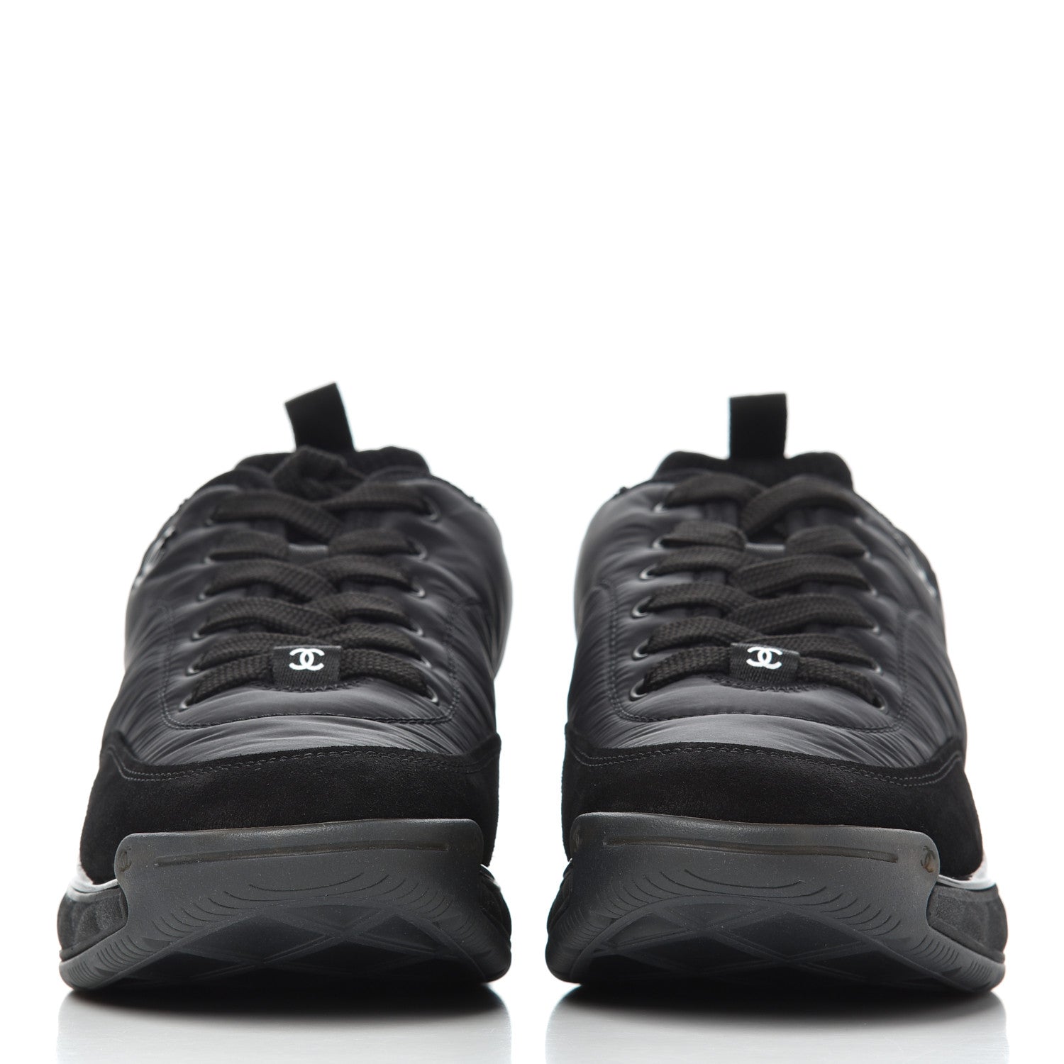Chanel Nylon Suede Calfskin CC Sneakers 40.5 Black 2 of 9
