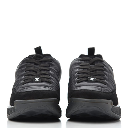 Chanel Nylon Suede Calfskin CC Sneakers 40.5 Black 2 of 9