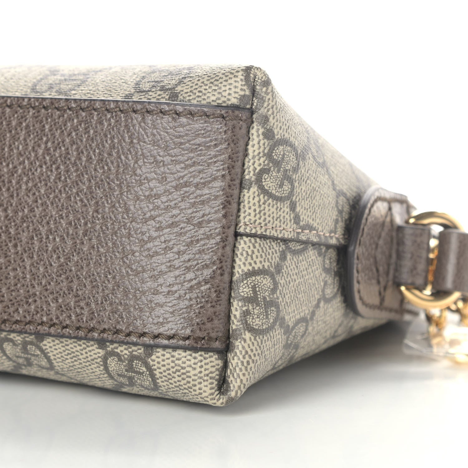 Gucci GG Supreme Monogram Textured Dollar Calfskin Web Small Ophidia Dome Shoulder Bag Beige Ebony New Acero 9 of 9