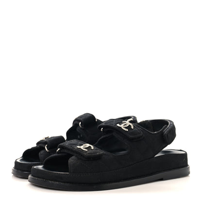 Chanel Mixed Fibers Velcro Dad Sandals 37 Black 4 of 10