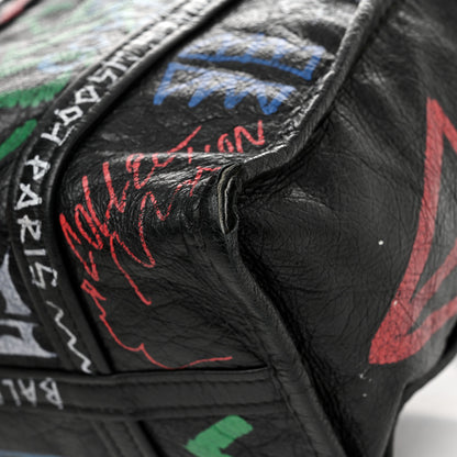 Balenciaga Agneau Arena Graffiti All Over S Bazar Shopper Tote Black Vert Rouge 12 of 23