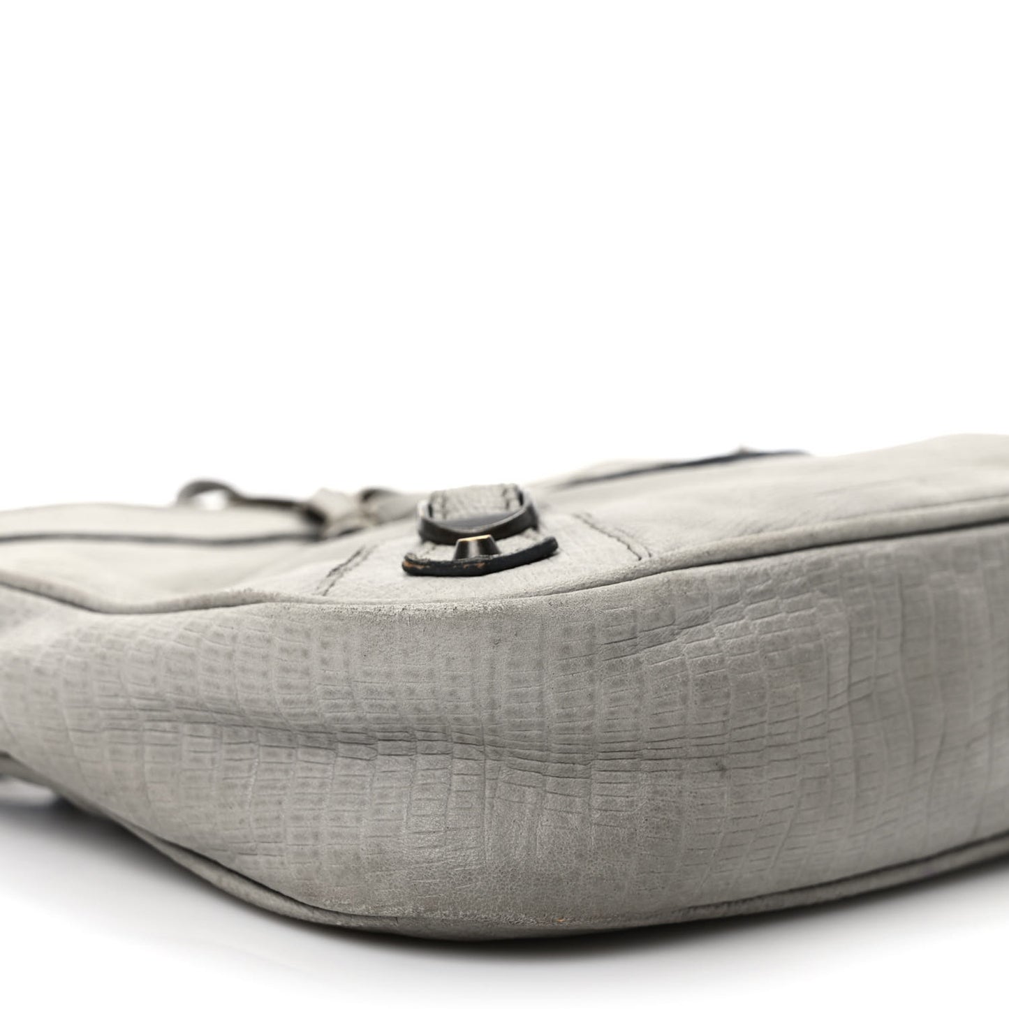 Agneau Lizard Embossed Classic Hardware Hip Gris Clair
