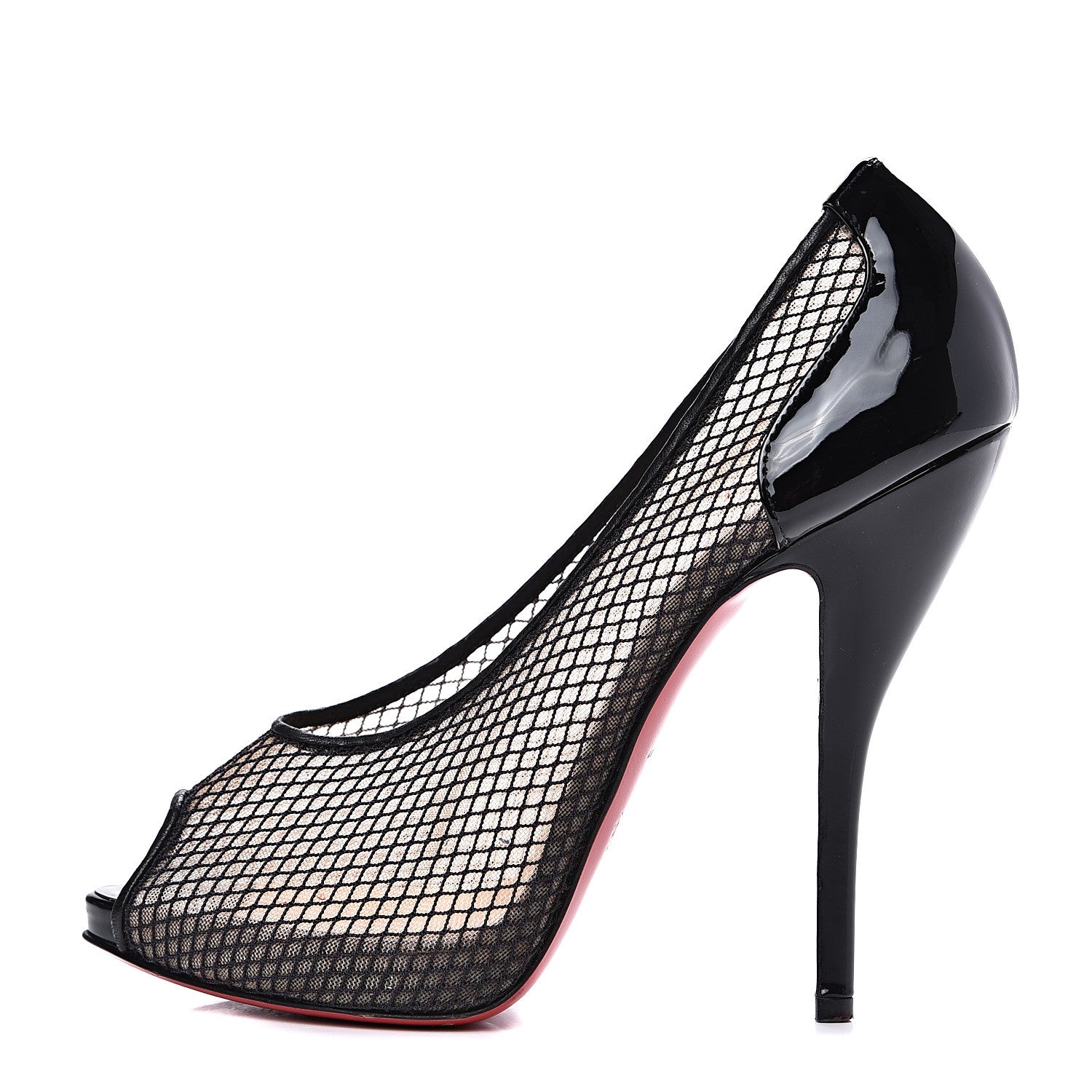 Christian Louboutin Patent Fishnet Fetilo 120 Pumps 37 Black 1 of 9