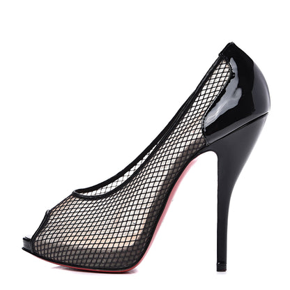 Christian Louboutin Patent Fishnet Fetilo 120 Pumps 37 Black 1 of 9