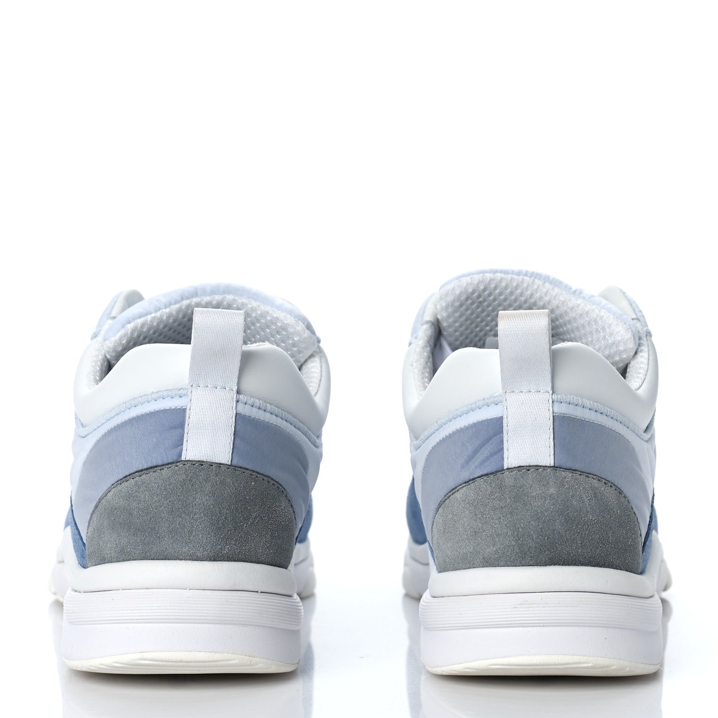 Nylon Calfskin Suede Womens CC Sneakers 39.5 White Grey Blue
