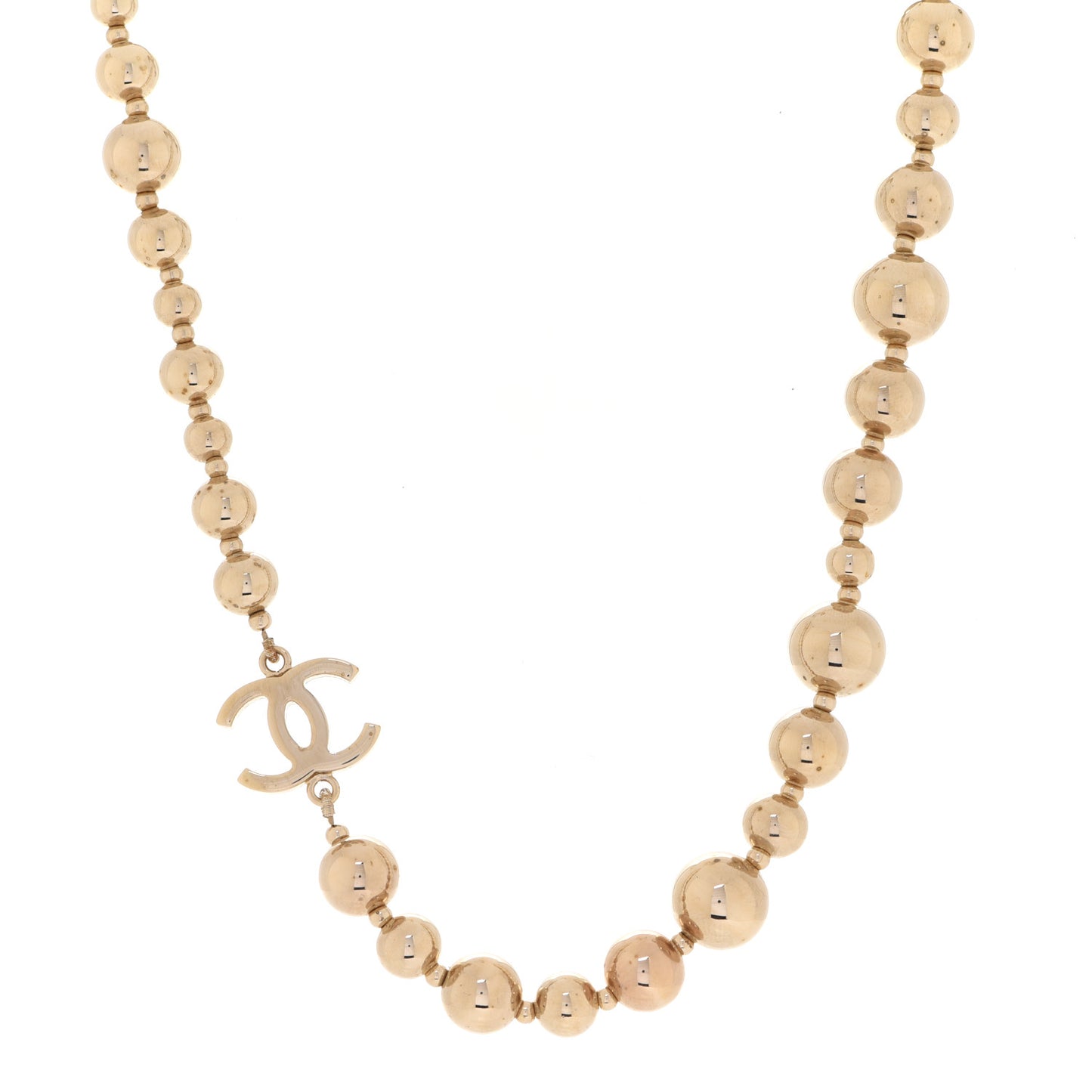 Metal Bead CC Necklace Gold