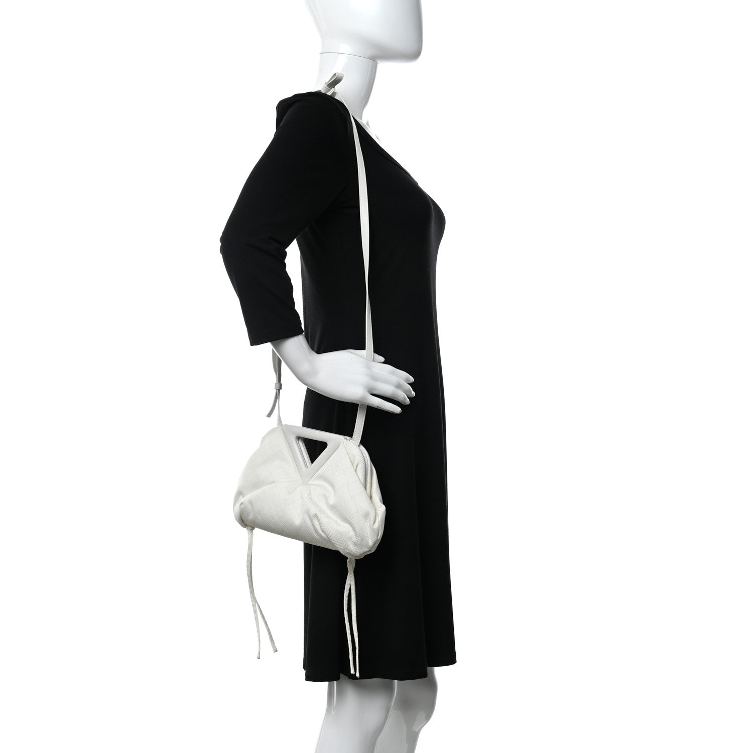 Bottega Veneta Nylon Jacquard Small The Point Triangle Bag Chalk 2 of 8