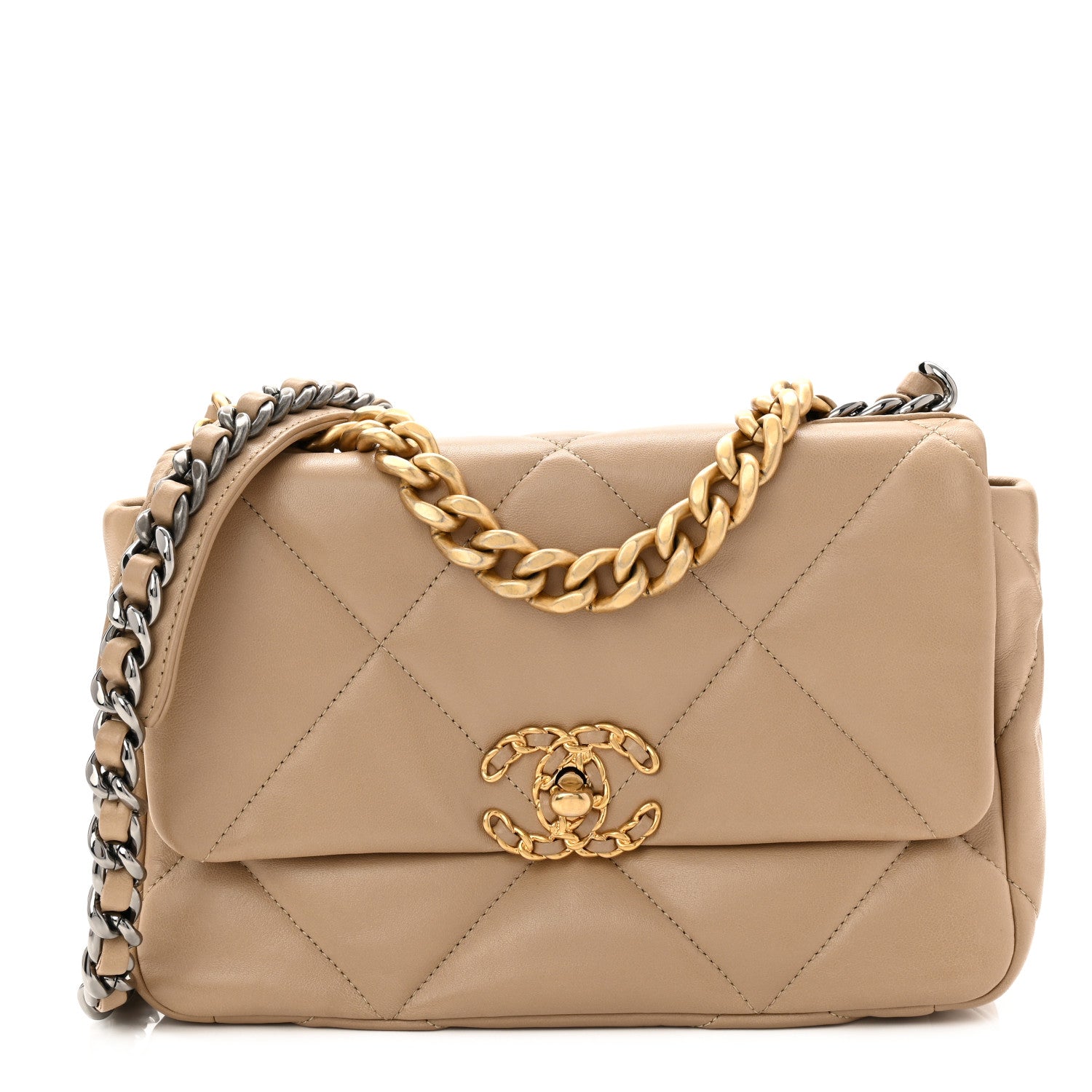 Chanel Lambskin Quilted Medium Chanel 19 Flap Dark Beige 1 of 11