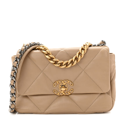 Chanel Lambskin Quilted Medium Chanel 19 Flap Dark Beige 1 of 11