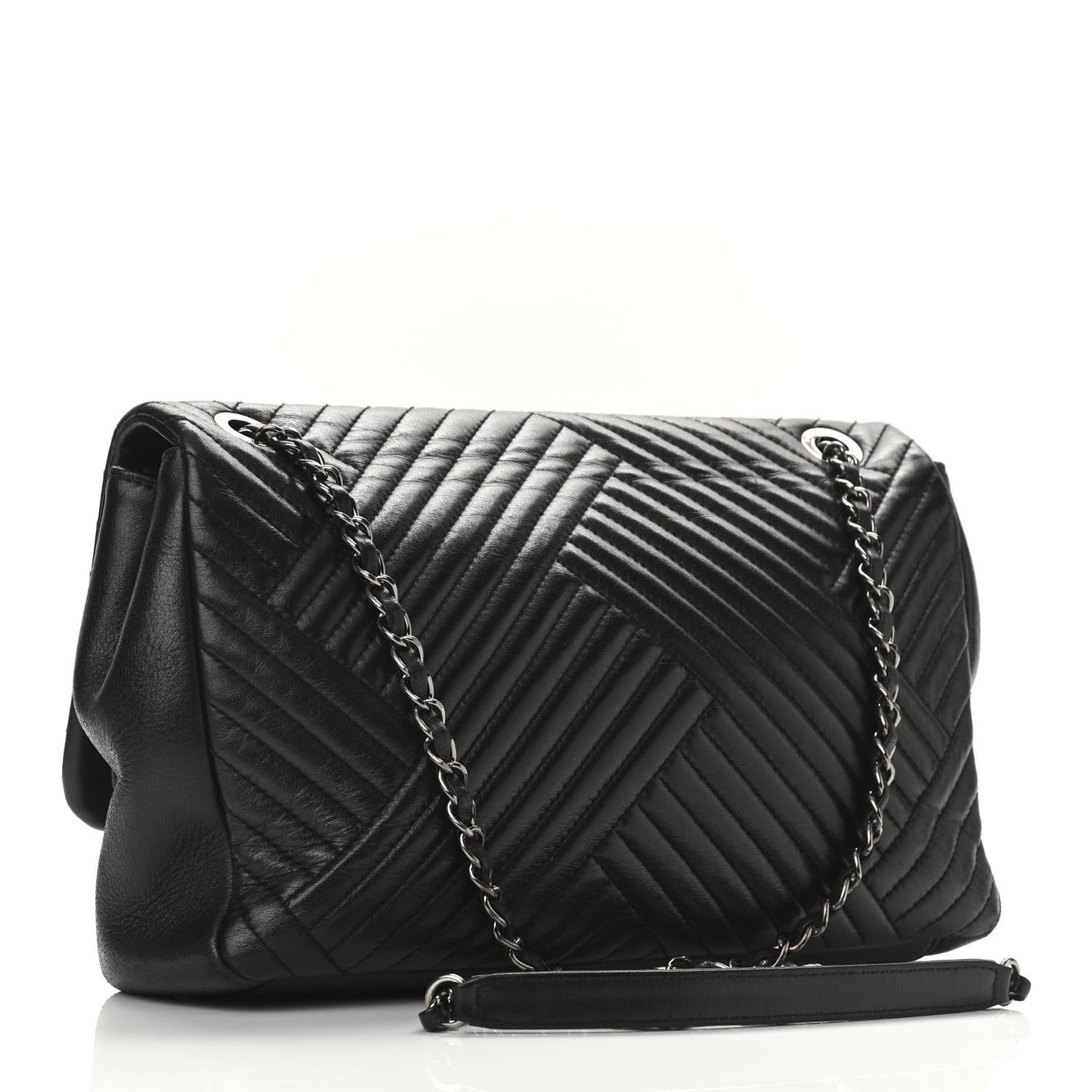 Lambskin Large CC Crossing Flap Black