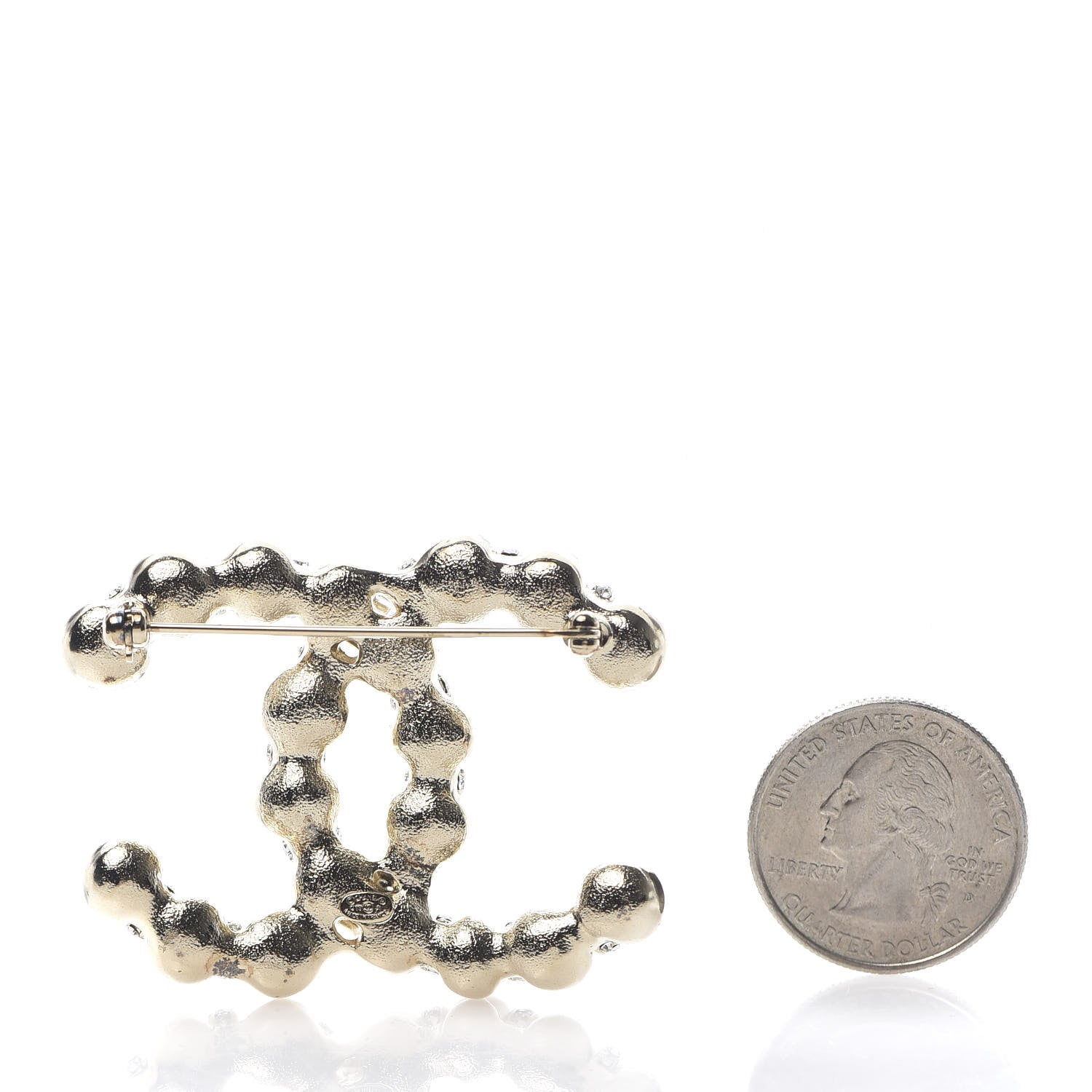 Chanel Pearl Crystal Nefertiti CC Brooch Gold 2 of 5