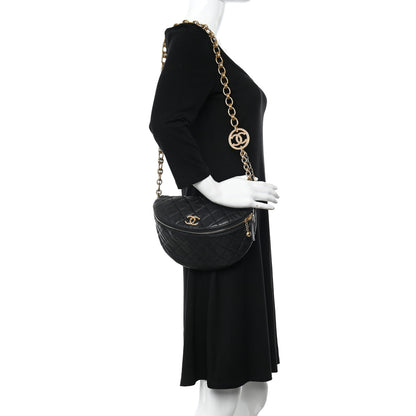 Chanel Lambskin Pearl Quilted CC Belt Bag Black 2 of 10