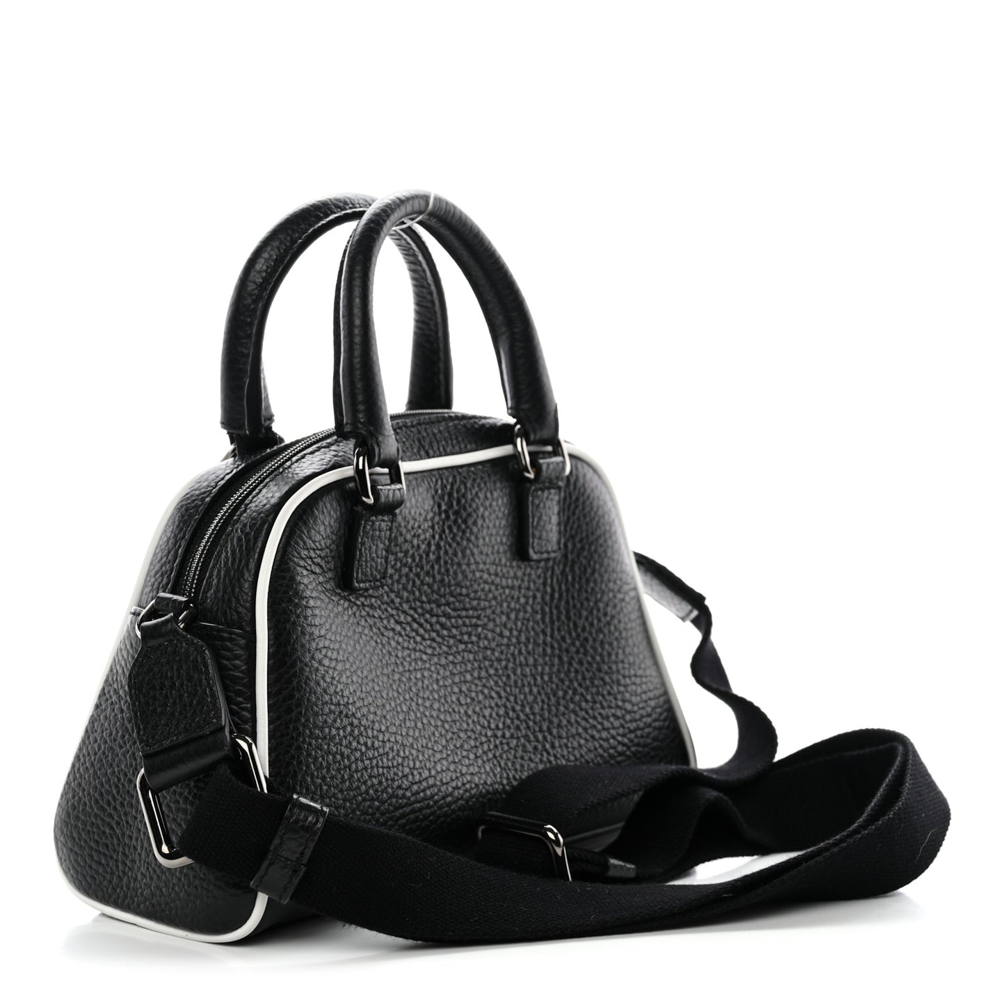 Calfskin Bowling Bag Black White
