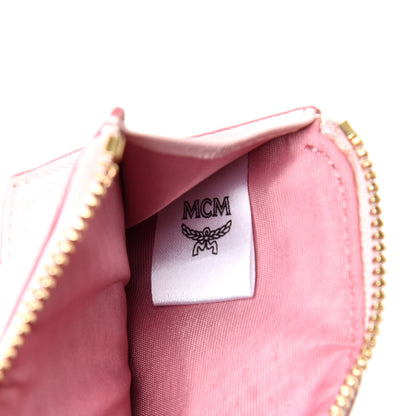 MCM Visetos Floral Leopard Lanyard Card Holder Pink 5 of 8