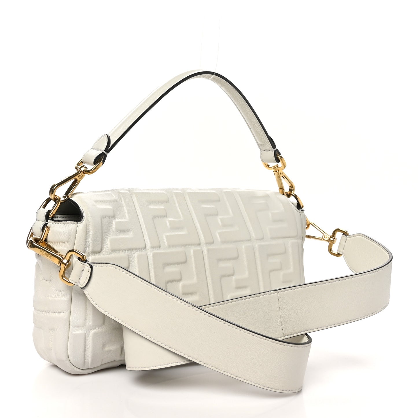 Nappa FF 1974 Embossed Baguette White
