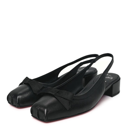 Christian Louboutin Nappa Mamaflirt 30mm Bow Sling Ballerinas 40 Black 3 of 8