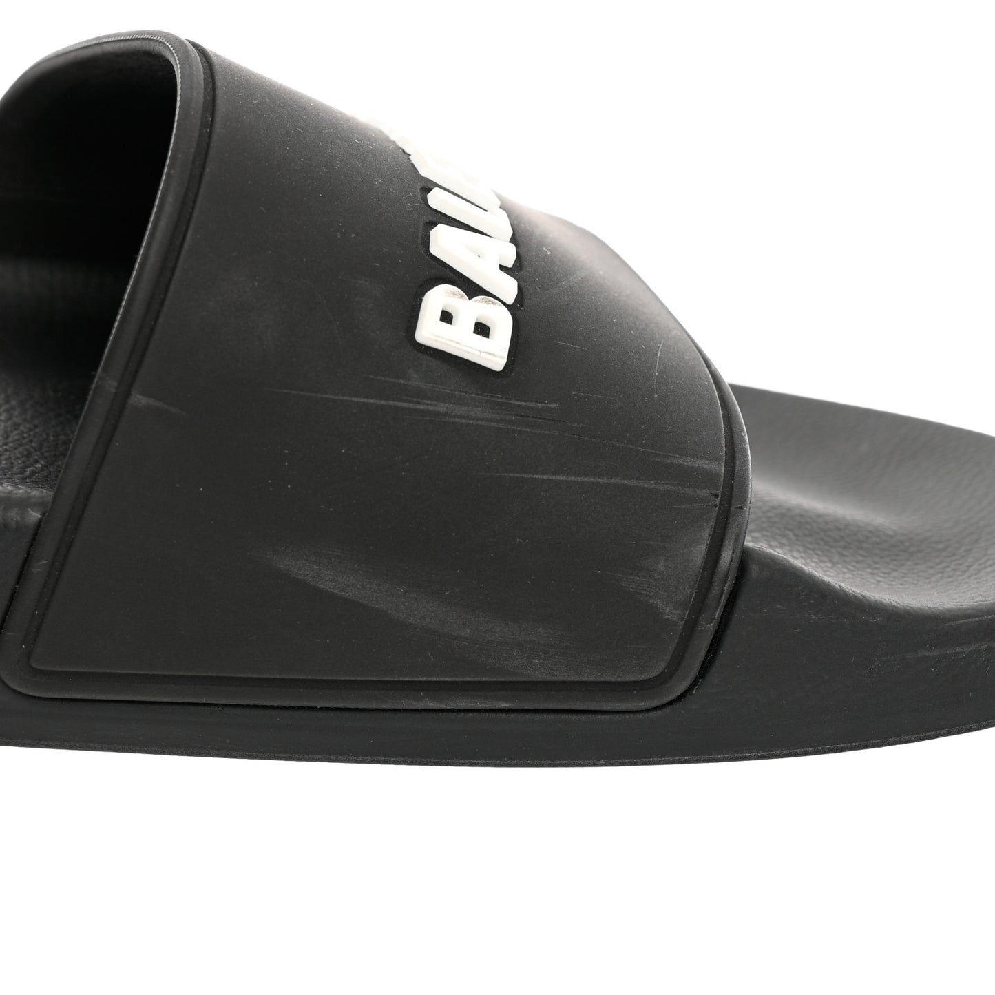 PVC Logo Mens Pool Slide Sandals 38 Black White