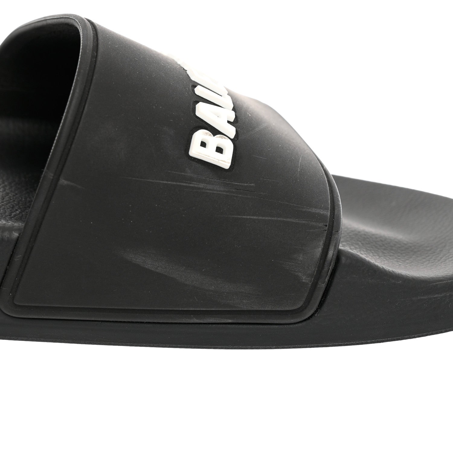 Balenciaga PVC Logo Mens Pool Slide Sandals 38 Black White 10 of 10