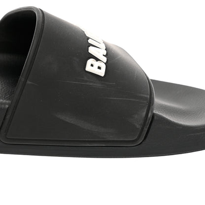 Balenciaga PVC Logo Mens Pool Slide Sandals 38 Black White 10 of 10