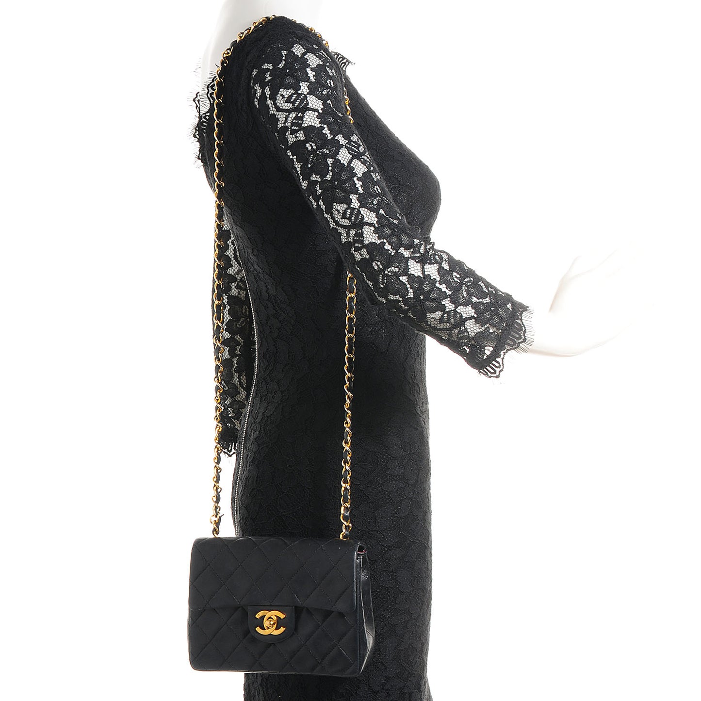 Lambskin Quilted Mini Square Flap Black