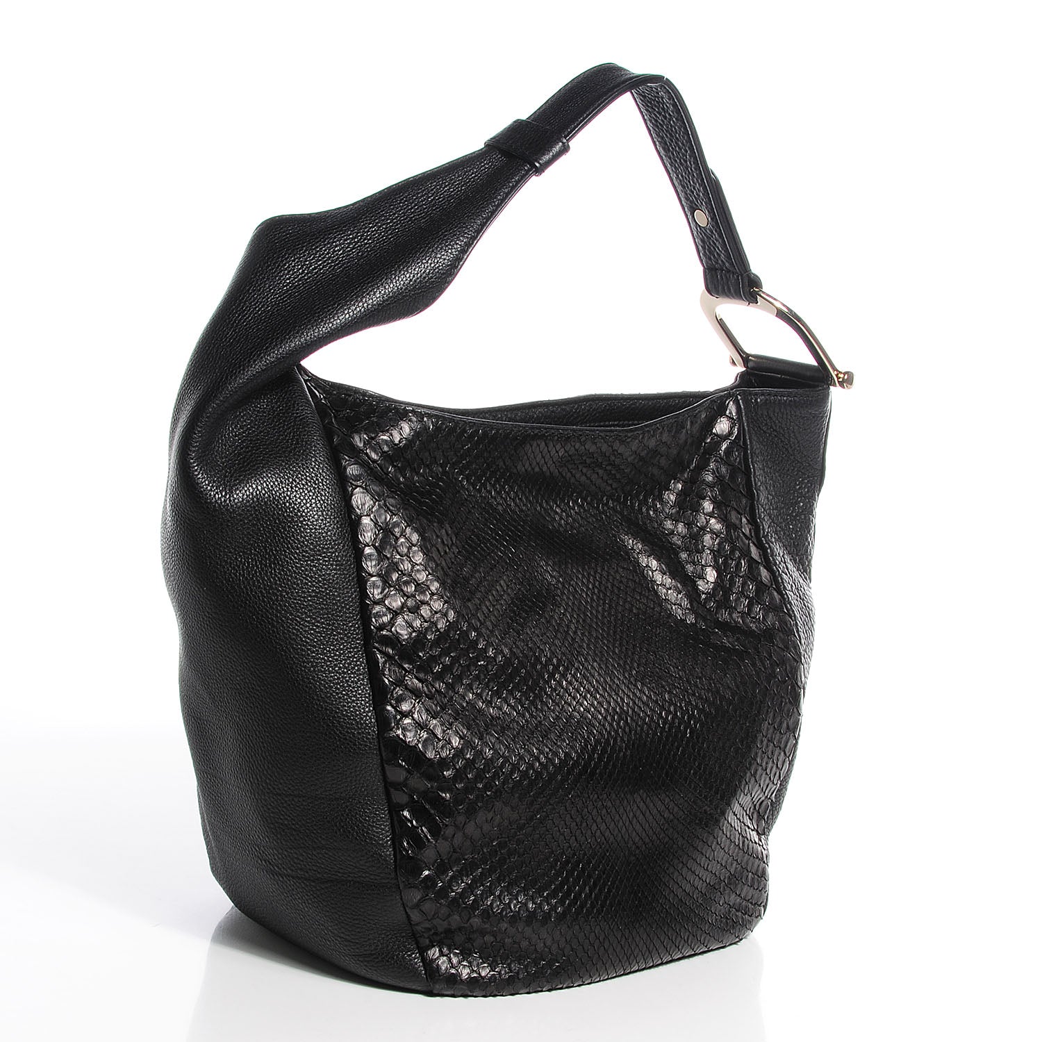 Gucci Python Leather Medium Greenwich Shoulder Bag Black 3 of 7