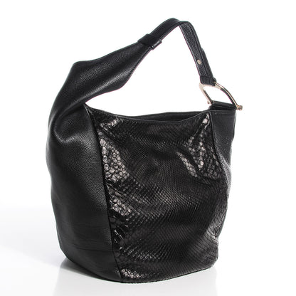Gucci Python Leather Medium Greenwich Shoulder Bag Black 3 of 7