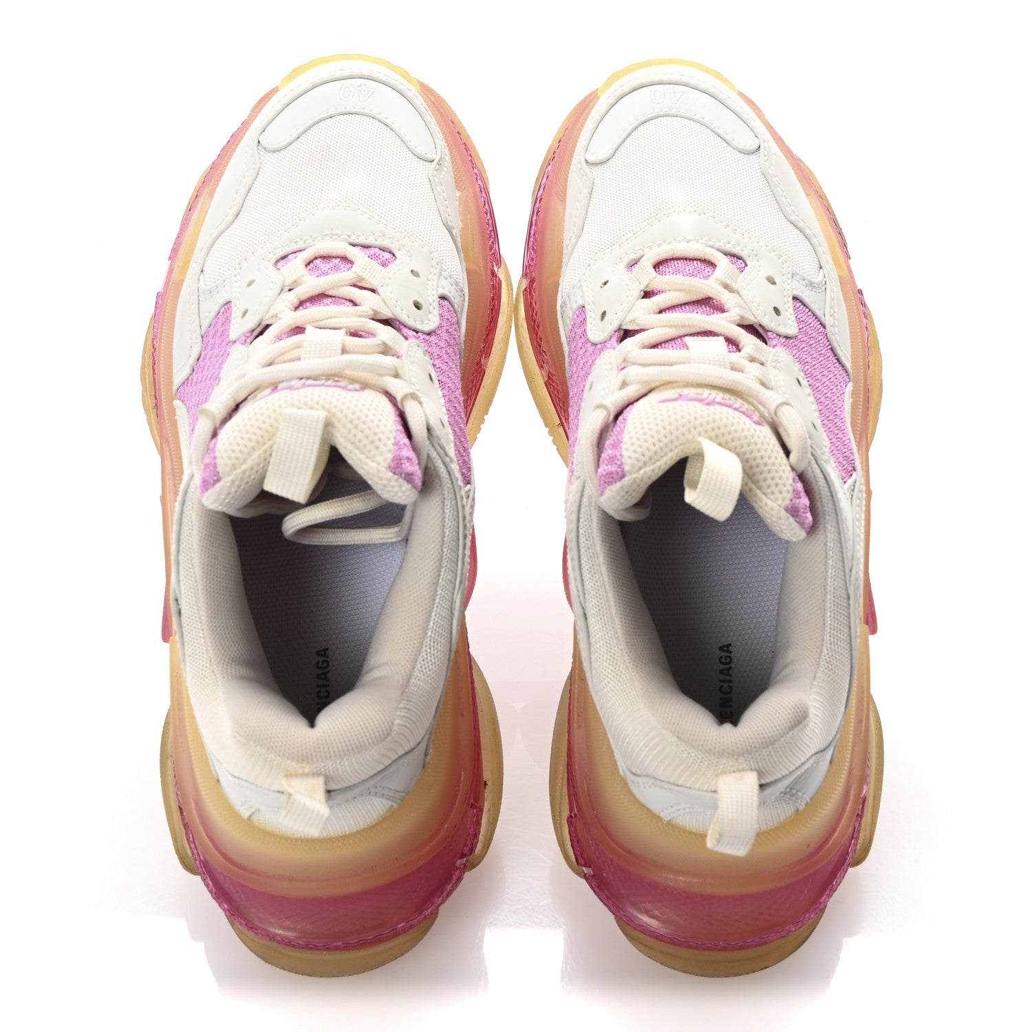 Balenciaga Fabric Mesh Clear Sole Womens Triple S Sneakers 40 White Pink 2 of 10