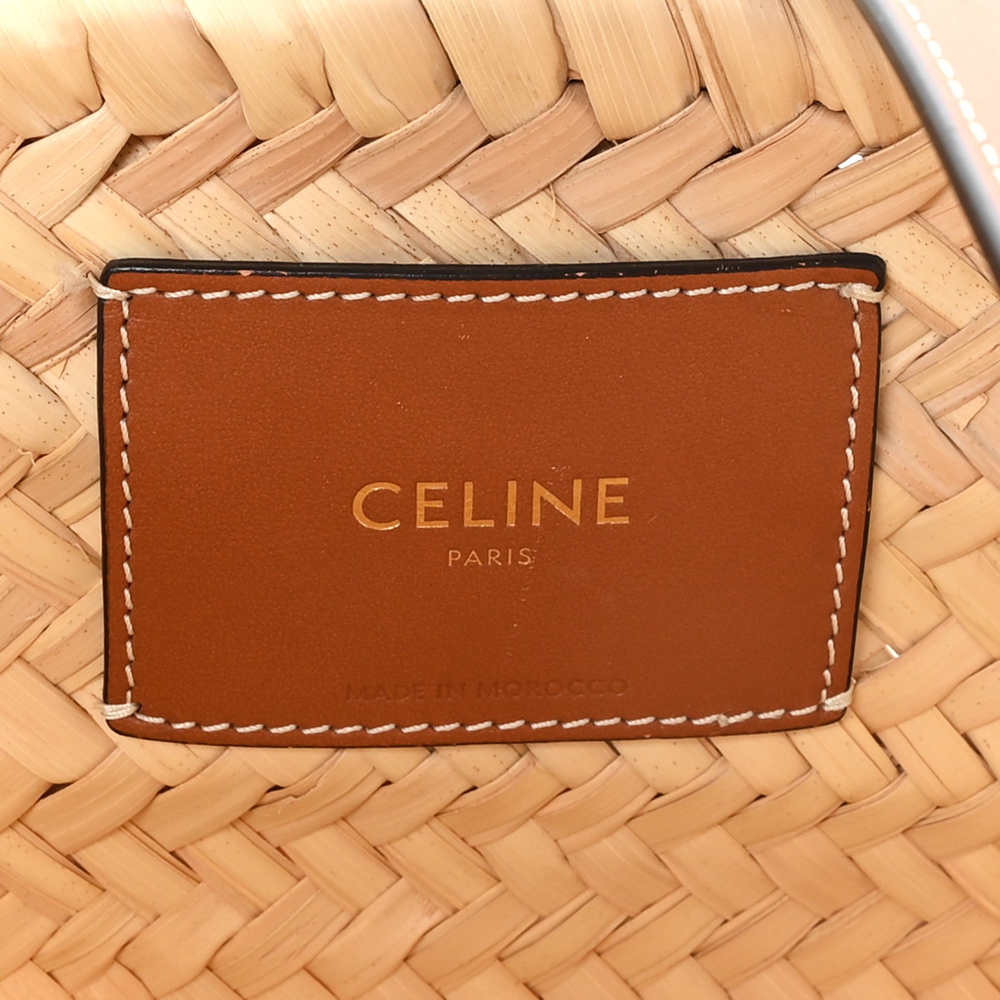 Raffia Calfskin Triomphe Medium Panier Tan