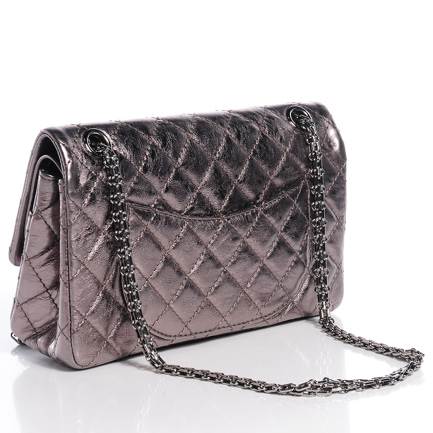 Chanel Aged Calfskin 2.55 Reissue 225 Flap Metallic Dark Silver 3 of 9