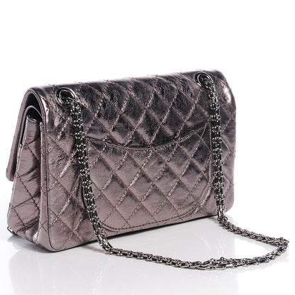 Chanel Aged Calfskin 2.55 Reissue 225 Flap Metallic Dark Silver 3 of 9
